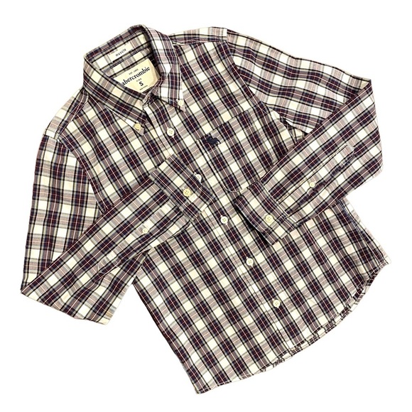 Abercrombie Kids Shirt Boy's Plaid Muscle Long Sleeve Button Cotton Small‎ - Picture 1 of 13
